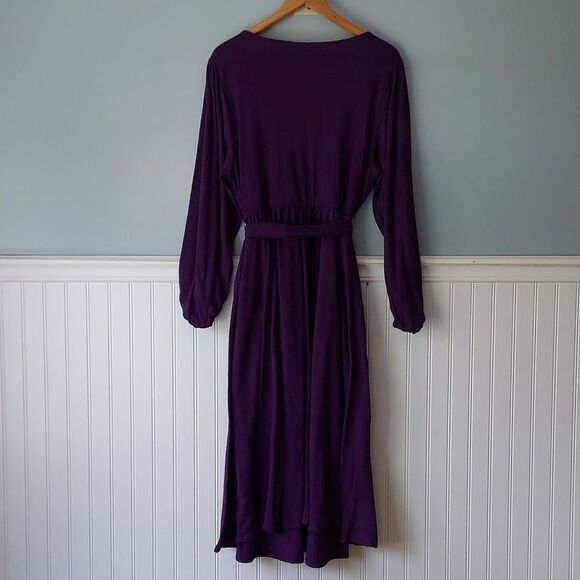 Ava‎ & Viv XXL V Neck Midi Wrap Dress Purple Textured - Picture 4 of 10